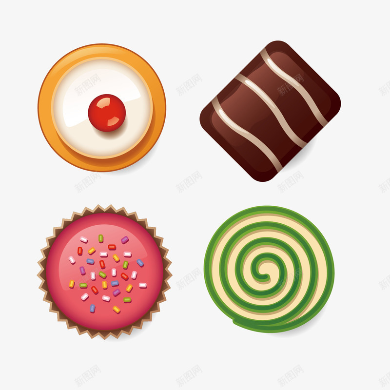 零食甜点矢量图ai免抠素材_88icon https://88icon.com 巧克力 甜点 糖果 食品 矢量图