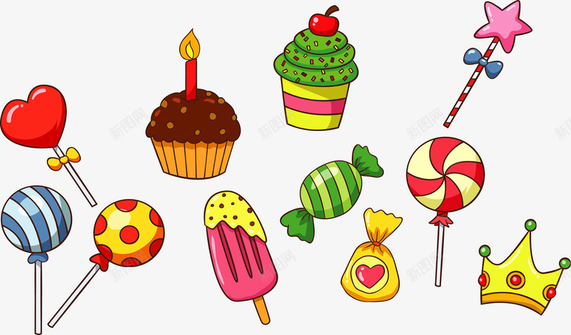 生日派对飞舞糖果矢量图ai免抠素材_88icon https://88icon.com 彩色糖果 派对糖果 生日派对 矢量png 糖果 糖果花纹 矢量图
