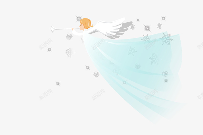 蓝色天使png免抠素材_88icon https://88icon.com 发光 女性 星星 翅膀 长裙