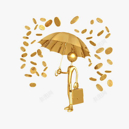 金融小人png免抠素材_88icon https://88icon.com 公文包 设计图 金币 金色小人 金色雨伞 金融 黄金