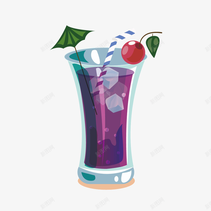 紫色夏日葡萄汁矢量图ai免抠素材_88icon https://88icon.com 冰块 夏日饮品 彩绘 果汁 樱桃 紫色 饮料 矢量图