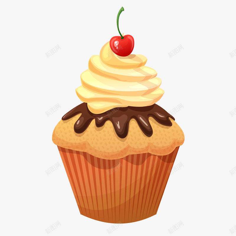 卡通奶油纸杯蛋糕png免抠素材_88icon https://88icon.com 奶油 樱桃 水果 烘培坊 美食 蛋糕 食物