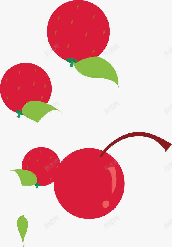 小樱桃矢量图ai免抠素材_88icon https://88icon.com 小樱桃 水果 红色 矢量图