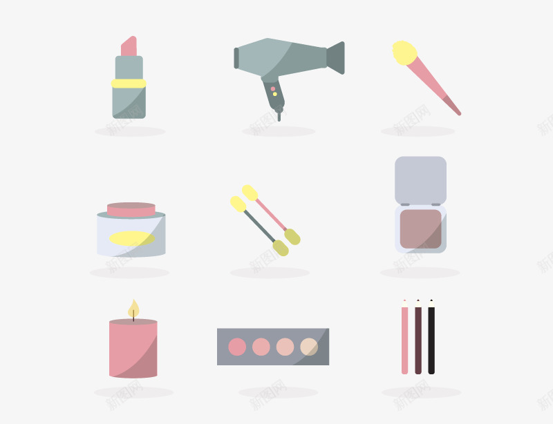 女性化妆工具矢量图ai免抠素材_88icon https://88icon.com BB霜 化妆品 化妆工具 化妆镜 卸妆油 卸妆液 口红 女性用品 手绘 睫毛膏 笔刷 粉底液 粉饼 矢量图
