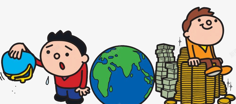 穷人富人png免抠素材_88icon https://88icon.com 卡通 地球 富有 没钱 男孩 金钱