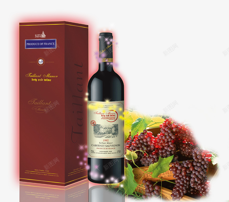 法国豪景庄园葡萄酒psd免抠素材_88icon https://88icon.com 产品实物 法国豪景庄园葡萄酒 葡萄 酒水 酒瓶 酒盒