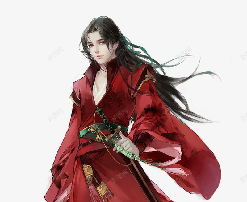 红色衣服长发古装单子png免抠素材_88icon https://88icon.com 单子 古装 红色 衣服 长发