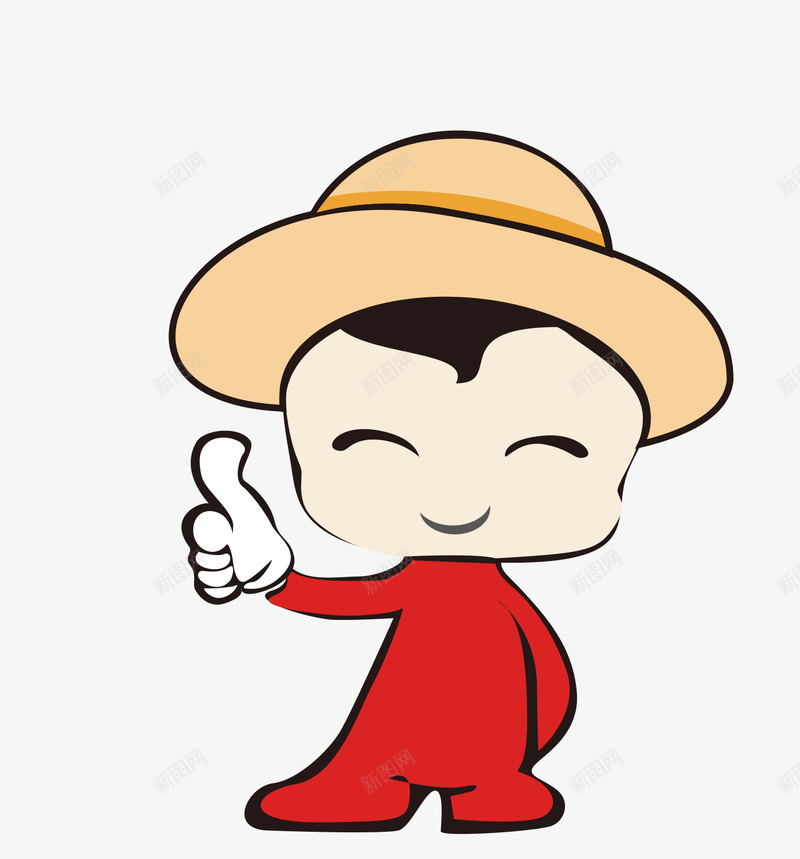 伸大拇指的红色服装小人png免抠素材_88icon https://88icon.com 伸大拇指 卡通 可爱的 小男孩 帽子 笑眯眯 简图