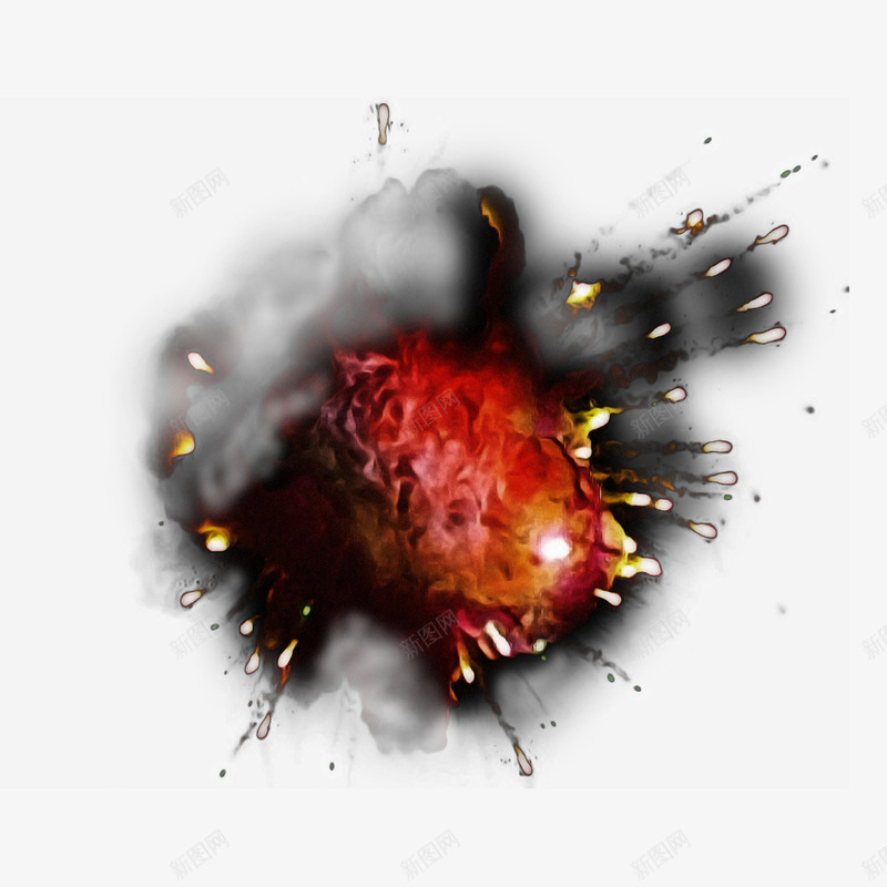 爆炸黑色烟雾红光png免抠素材_88icon https://88icon.com 烟雾 爆炸 黑色