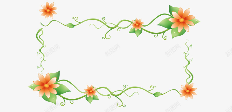 小花姓名框png免抠素材_88icon https://88icon.com 姓名框 小花 手绘 绿色 花藤