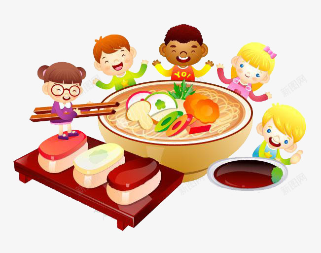 卡通小人煮面条png免抠素材_88icon https://88icon.com 中餐 主食 大碗 面条