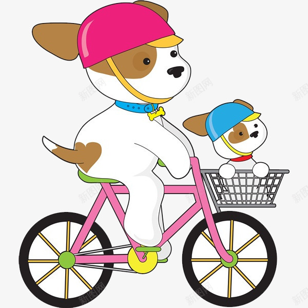 狗妈妈骑车带着狗宝宝png免抠素材_88icon https://88icon.com 动物 可爱的 头盔 狗妈妈 狗宝宝 自行车 骑车子