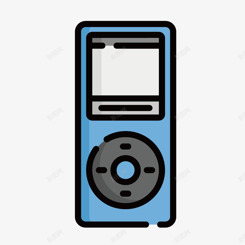 蓝色手绘音乐播放器元素png免抠素材_88icon https://88icon.com 卡通插画 商务 圆角 扁平化 手绘 按钮 点击 科技 蓝色