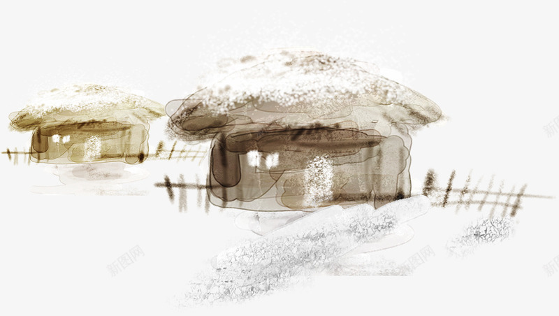 手绘艺术墨迹茅草屋png免抠素材_88icon https://88icon.com 墨迹 艺术 茅草屋 设计