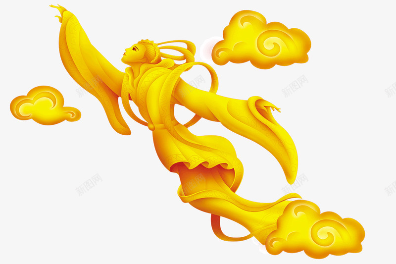 黄金色摆件嫦娥奔月png免抠素材_88icon https://88icon.com 中秋礼品 嫦娥奔月 换金色 摆件