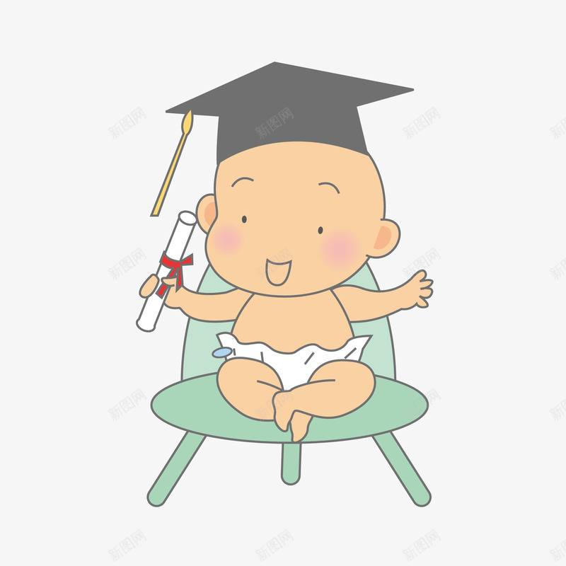 婴儿矢量图ai免抠素材_88icon https://88icon.com 儿童 博士帽 可爱 婴儿 宝宝 矢量图