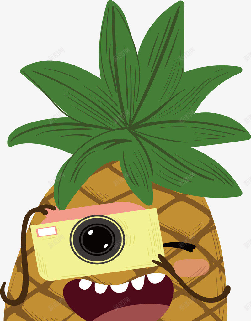 拍照的菠萝小人矢量图eps免抠素材_88icon https://88icon.com 夏日水果 拍照的菠萝 矢量素材 菠萝 菠萝小人 矢量图