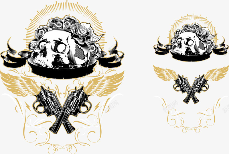 枪枝翅膀骷髅头矢量图eps免抠素材_88icon https://88icon.com 卡通骷髅头 枪枝 矢量骷髅头 翅膀 骷髅头 矢量图