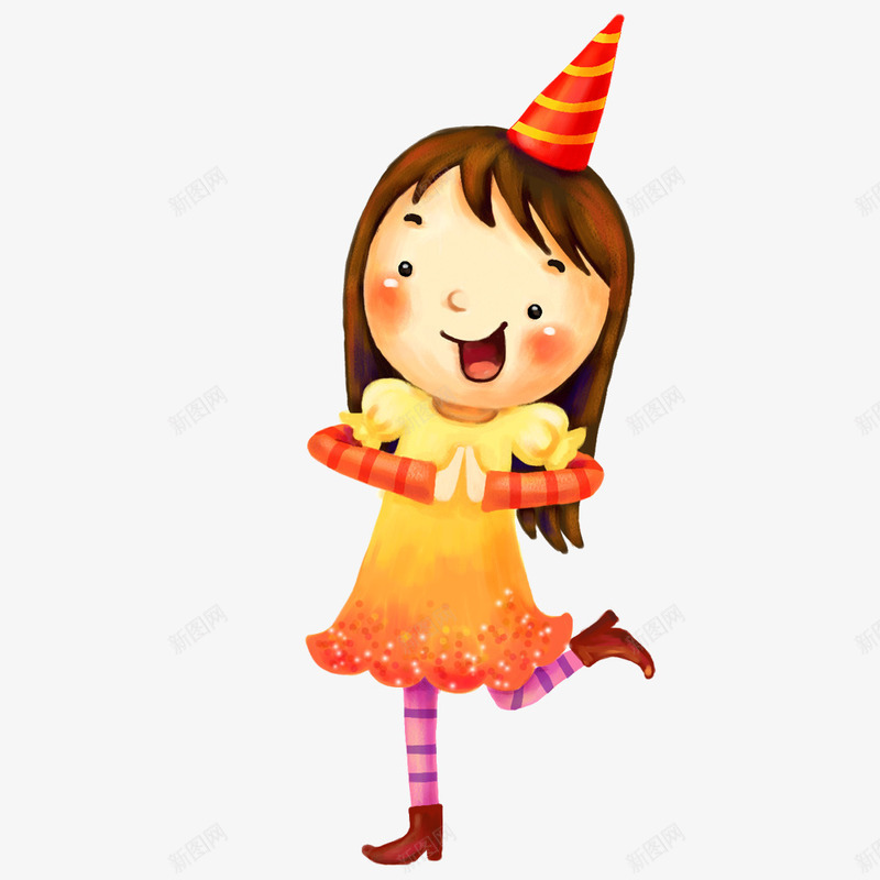 戴生日帽的女孩png免抠素材_88icon https://88icon.com 卡通 女孩 帽子 开心 手绘 生日 简图 衣服 黄色的