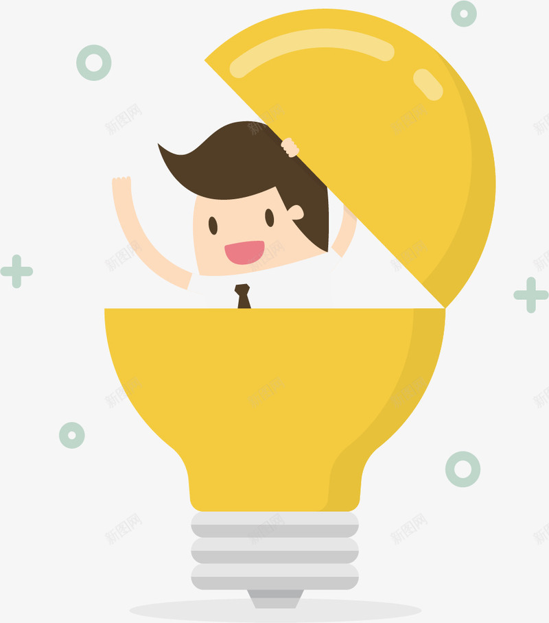 灯泡中的商务小人png免抠素材_88icon https://88icon.com 创意 商务 商务小人 黄色灯泡
