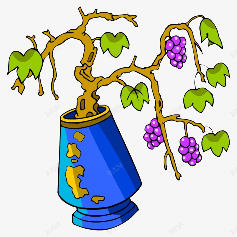 水果葡萄png免抠素材_88icon https://88icon.com 手绘葡萄树 果实 植物 瓶子 花瓶 葡萄树 葡萄树藤