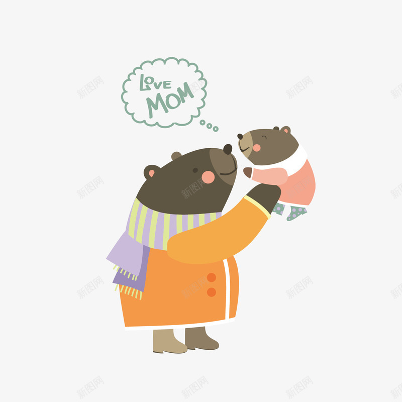 熊妈妈举起小熊的手绘矢量图ai免抠素材_88icon https://88icon.com 举高高 动物 卡通插画 可爱 对话框 小熊 森林 穿衣服 矢量图