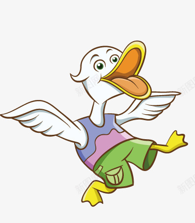 拟人卡通图案png免抠素材_88icon https://88icon.com 大叫 张开翅膀 穿着衣服 鸭子