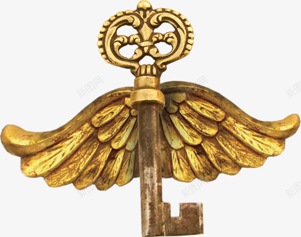 金色手绘翅膀钥匙png免抠素材_88icon https://88icon.com 天使钥匙 插画 翅膀 金色手绘钥匙 金色钥匙