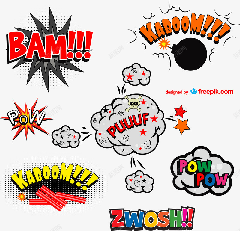 手绘爆炸效果矢量图ai免抠素材_88icon https://88icon.com 卡通 手绘 漫画 爆炸效果 矢量图