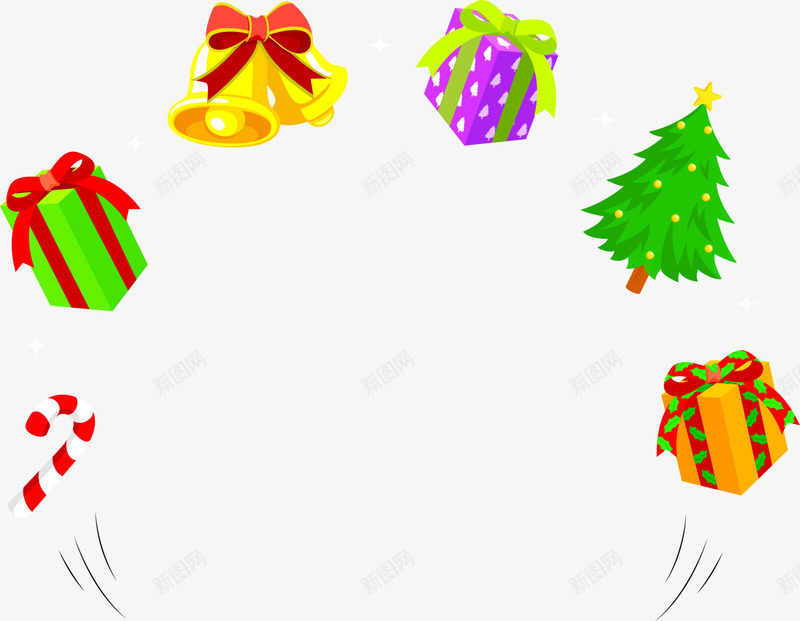 冬季卡通彩色圣诞礼物png免抠素材_88icon https://88icon.com 冬季礼物 圣诞树 礼品 礼盒 装饰图案 铃铛