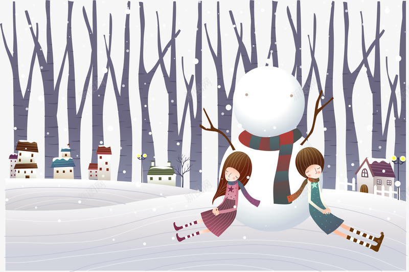 背靠在雪球雪人上png免抠素材_88icon https://88icon.com 下雪 冰雪球 情侣 村落 雪人 雪球