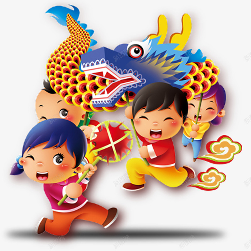 小人偶舞龙闹元宵png免抠素材_88icon https://88icon.com 元宵 小人偶 舞龙 闹