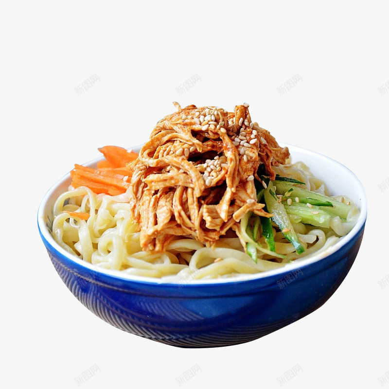 深蓝色碗鸡丝凉面食品餐饮png免抠素材_88icon https://88icon.com 深蓝色碗大碗鸡丝凉面 美味 面点 食品餐饮 食物 鸡丝凉面 鸡肉丝
