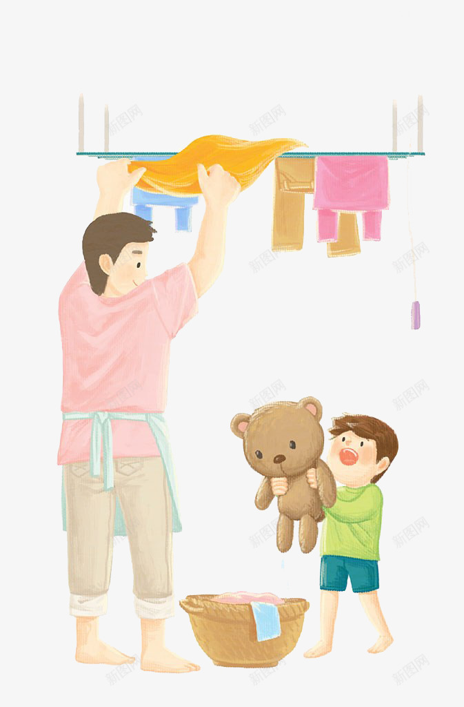 爸爸搭衣服png免抠素材_88icon https://88icon.com 奶爸 孩子 搭衣服 爸爸