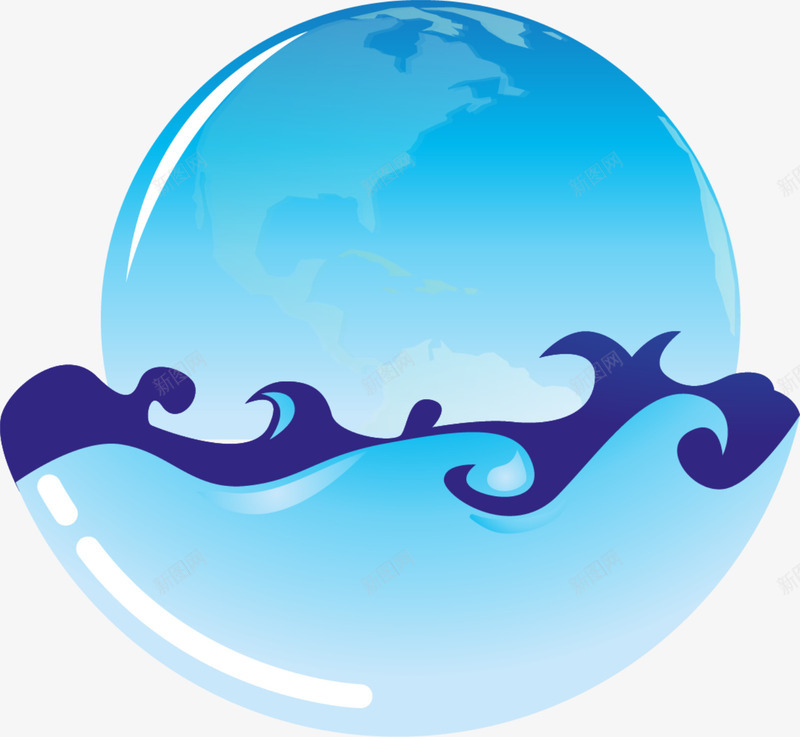 梦幻蓝色地球png免抠素材_88icon https://88icon.com 唯美地球 梦幻地球 波浪 蓝色圆球 蓝色地球 蓝色大海