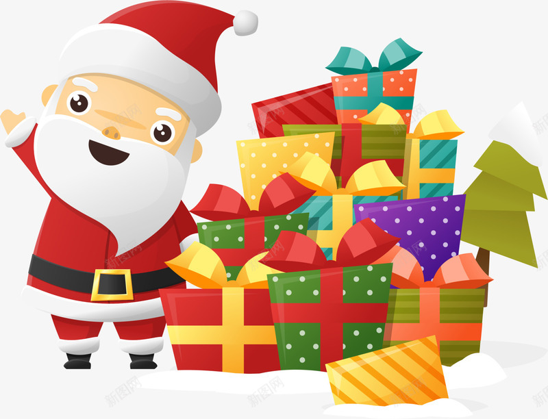 卡通可爱圣诞老人和礼物png免抠素材_88icon https://88icon.com Christma Christmas Merry 圣诞快乐 圣诞节 礼品 礼物 装饰图案