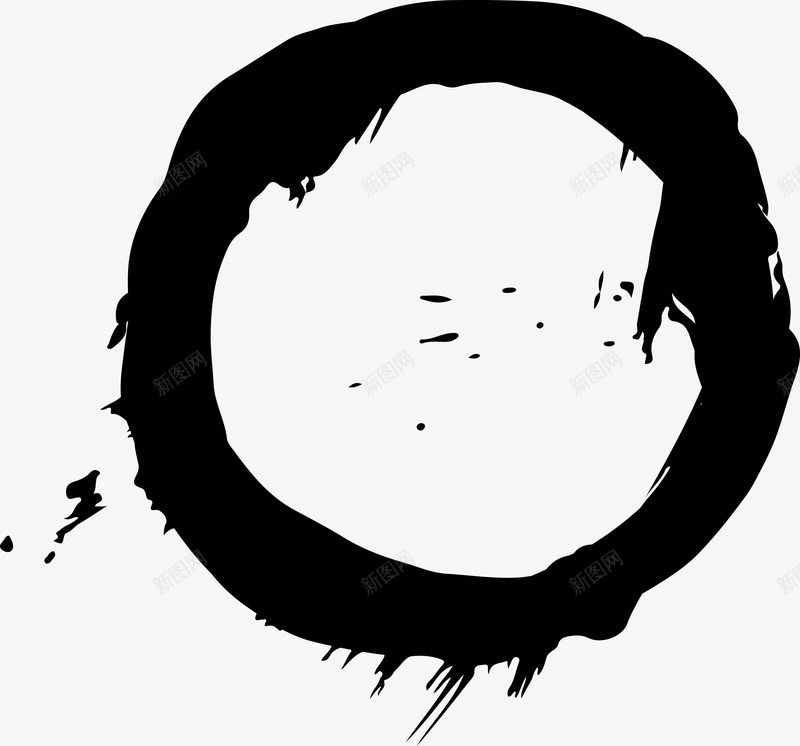 水墨笔刷圆形边框png免抠素材_88icon https://88icon.com 圆形边框 毛笔墨迹 水墨笔刷 水墨边框 矢量png 笔刷