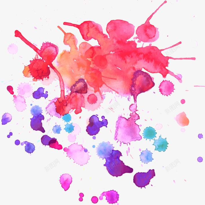 手绘水彩墨迹矢量图ai免抠素材_88icon https://88icon.com 水彩 泼溅墨迹 炫彩墨痕 矢量图