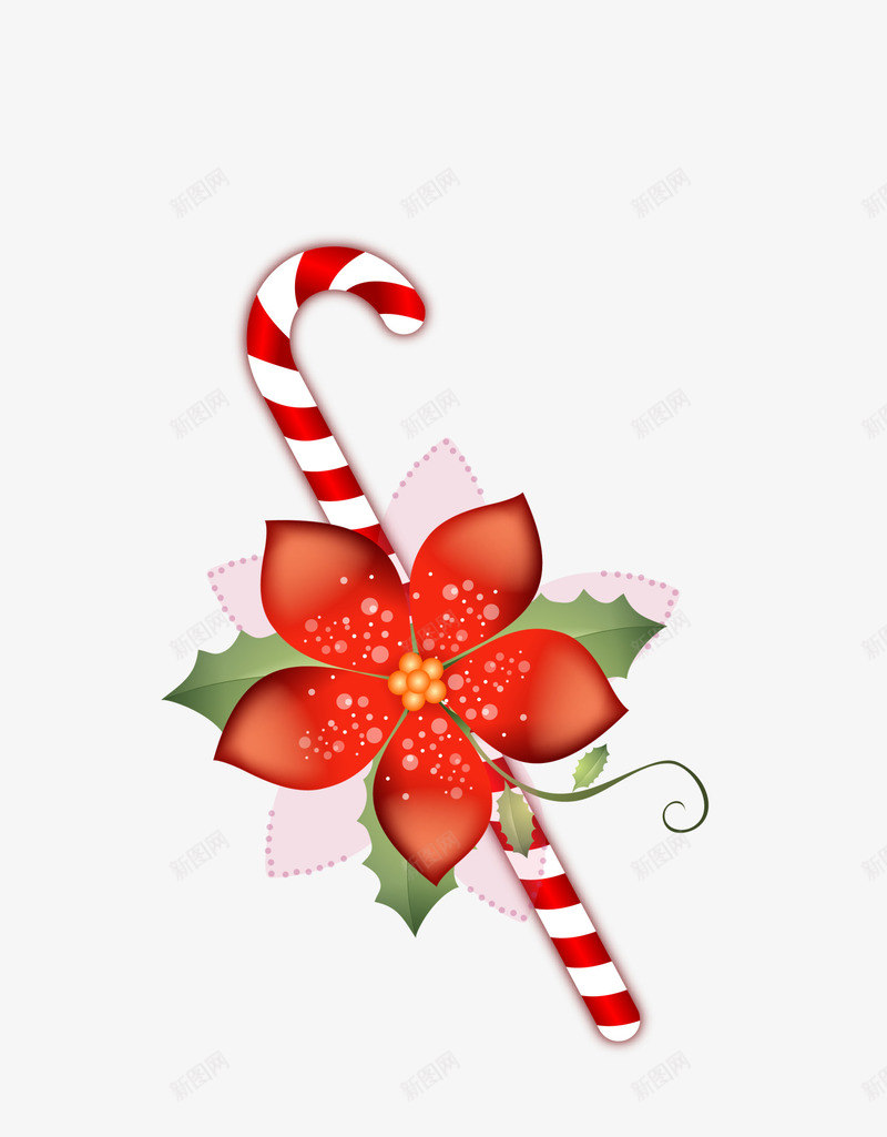 红色花朵拐杖糖果png免抠素材_88icon https://88icon.com Christmas Merry 圣诞快乐 圣诞节 拐杖糖果 花朵拐杖