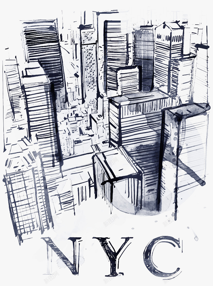 水彩城市插画png免抠素材_88icon https://88icon.com 卡通插画 卡通漫画 城市插画 水彩墨迹 水彩插画 矢量插图 鸟瞰城市