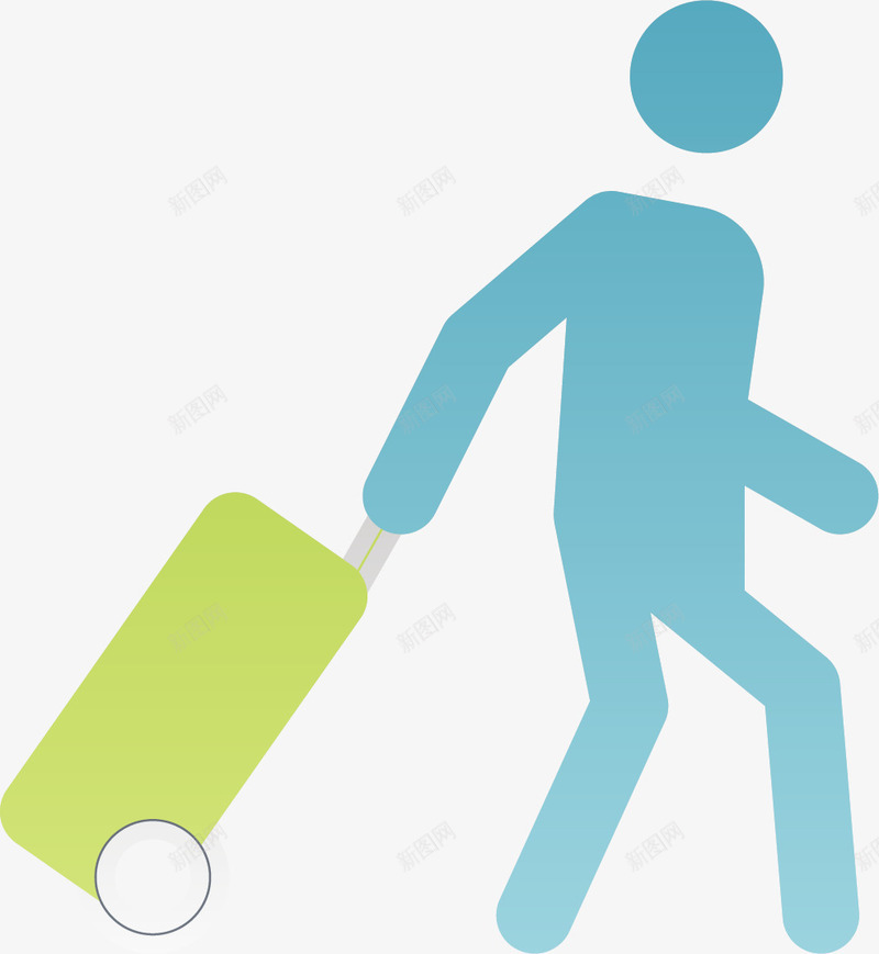 手绘卡通拉行李箱的人png免抠素材_88icon https://88icon.com 创意 动漫动画 卡通小人 手绘 蓝色 行李箱