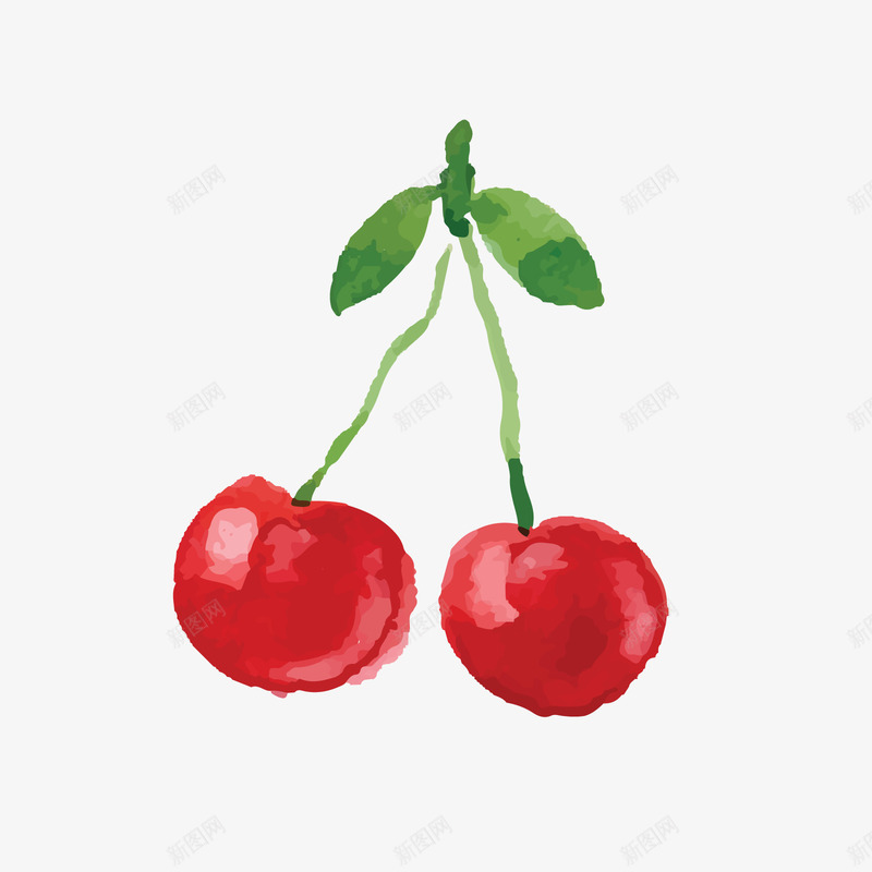 红绿色的樱桃水果矢量图ai免抠素材_88icon https://88icon.com 日常 樱桃 水果 红色 红色樱桃 红色水果 绿色 矢量图