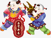 过年年画小孩psd免抠素材_88icon https://88icon.com 吹乐器跳舞年画宝宝 喜庆过节年画宝宝 恭贺新春年画小人 新春喜庆年宝宝 过年年画小孩