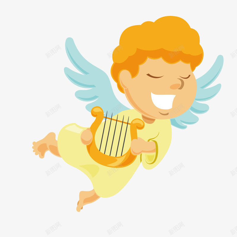 唱歌的天使png免抠素材_88icon https://88icon.com 歌唱 男孩 竖琴 翅膀
