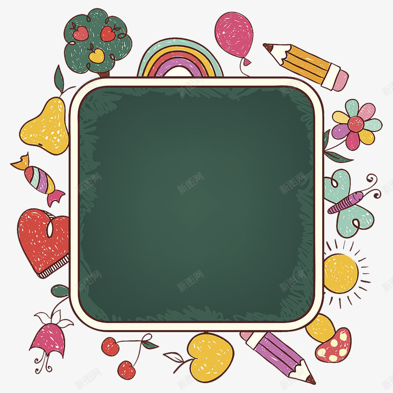 卡通底框png免抠素材_88icon https://88icon.com 卡通 卡通底框 墨绿色 底框 水果 糖果