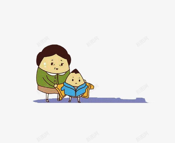 给孩子穿衣服的人png免抠素材_88icon https://88icon.com 卡通 天冷 孩子 手绘 注意保暖 穿衣服 素材