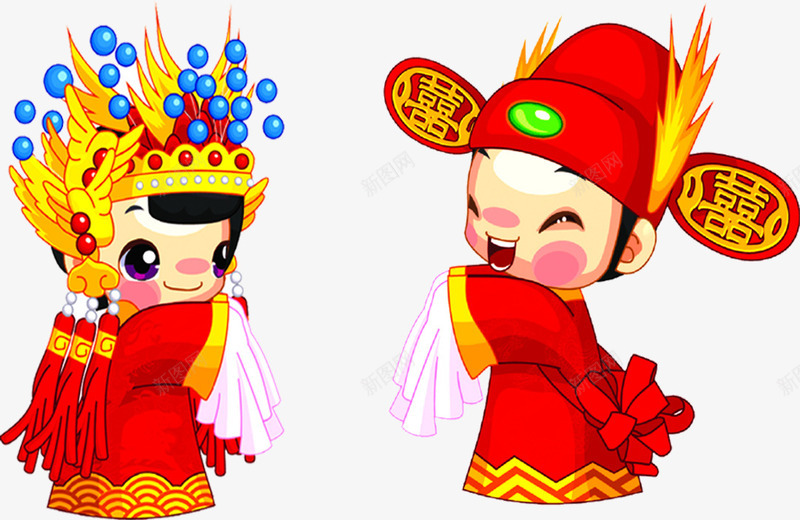 手绘卡通婚庆小人png免抠素材_88icon https://88icon.com 卡通 婚庆 小人