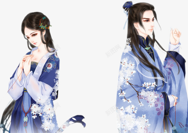 蓝色衣服黑发情侣png免抠素材_88icon https://88icon.com 情侣 蓝色 衣服 黑发