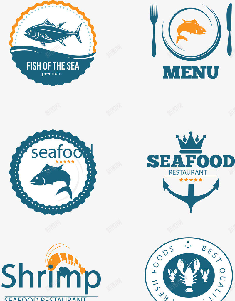 海鲜食品标签矢量图ai免抠素材_88icon https://88icon.com 标签 海鲜 食品 矢量图