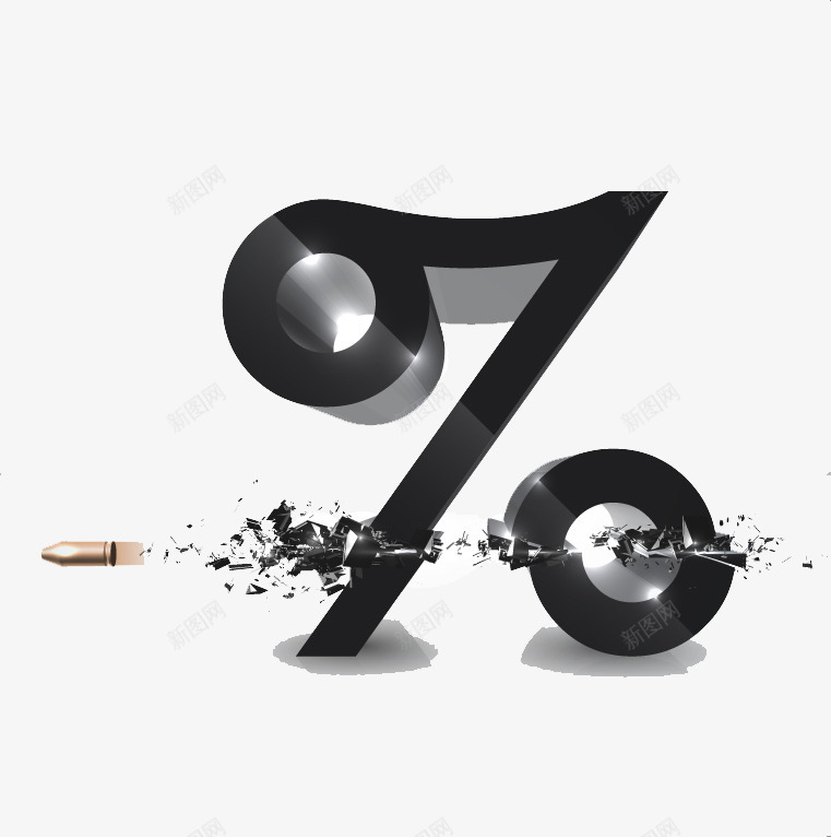 立体子弹与百分号插画png免抠素材_88icon https://88icon.com 动感 破坏 破裂 飞溅 飞行子弹